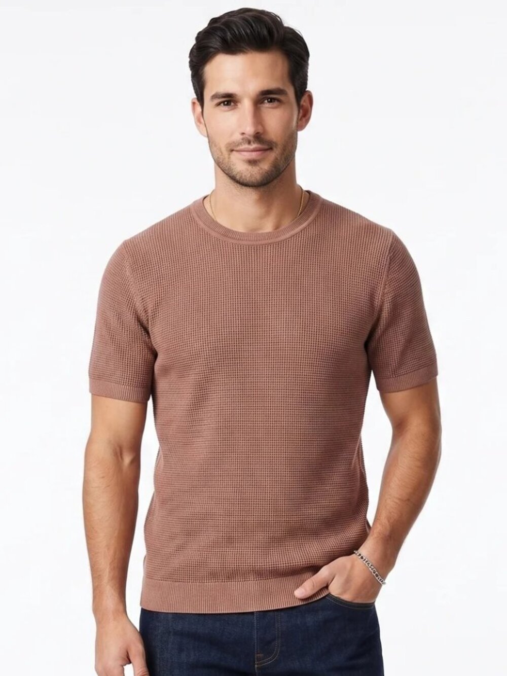 HEDGE Rosewood Knit Textured Tee
